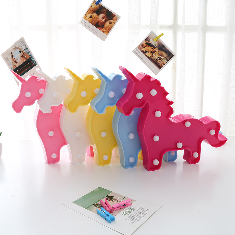 Unicorn shaped lights Holiday party plastic lights children's bedroom decorative LED night lights