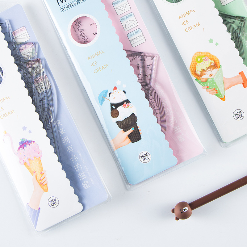 卡通学生套尺创意文具简约经典透明尺子套装学生学习用具细节图