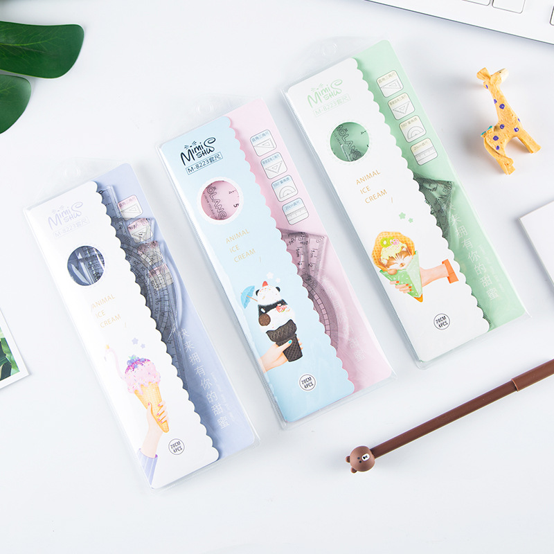 卡通学生套尺创意文具简约经典透明尺子套装学生学习用具