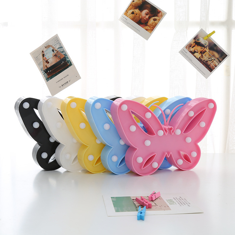 Butterfly shaped lights Instagram holiday lights girls heart room decorated with neon night lights