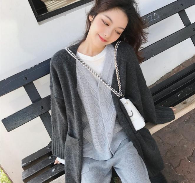 Spring women's art small qing new style solid color sweater network red sweater vest vest woman
