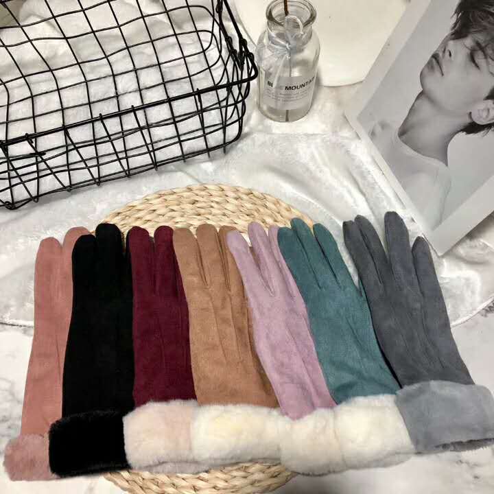 UGG女士麂皮绒触屏手套