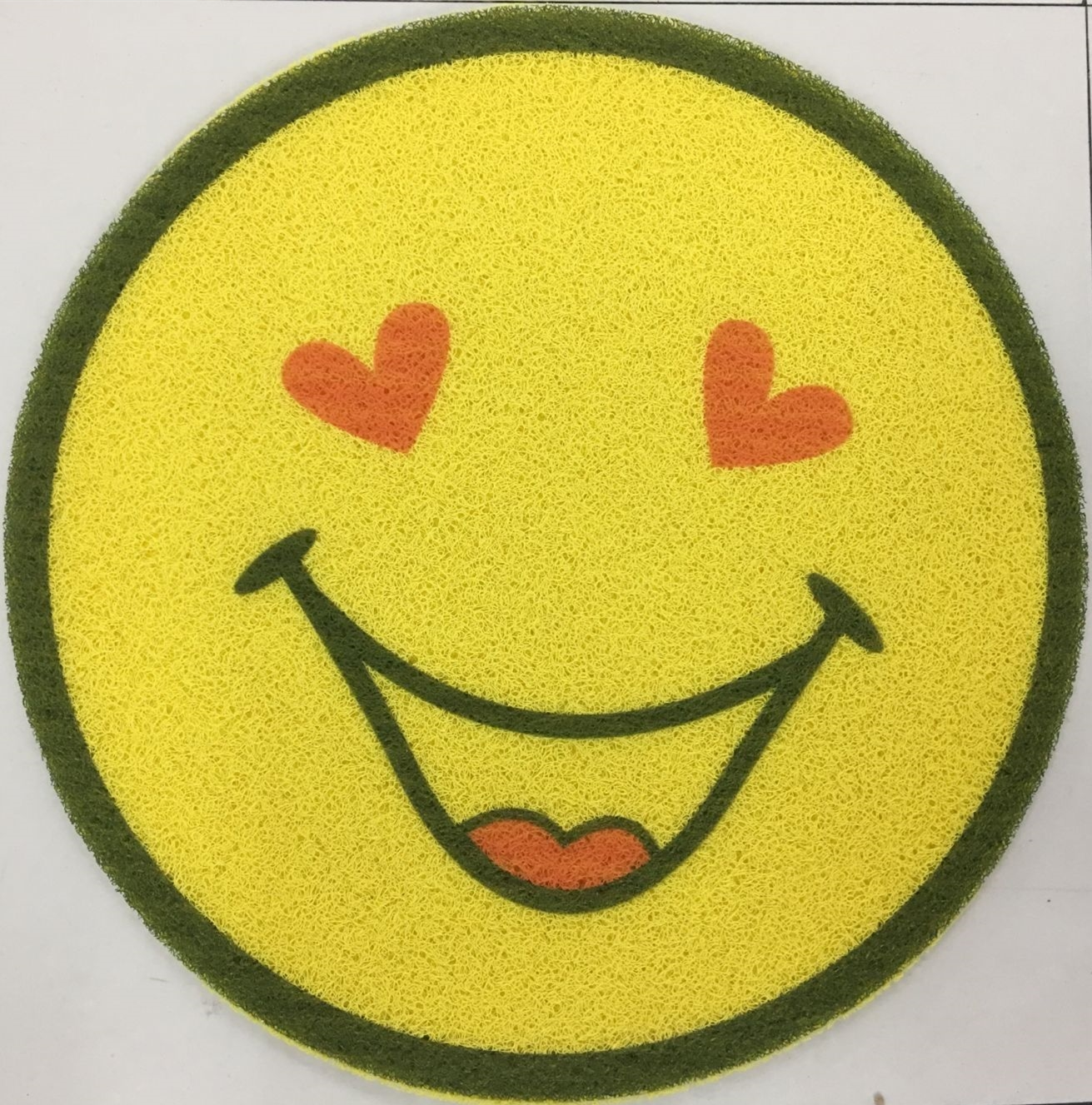 Thin round smiley face brushed printed floor mat, printed Indian mat, smiley face door mat, PVC floor mat, foot mat, silk ring mat, 58*58cm Specification drawing