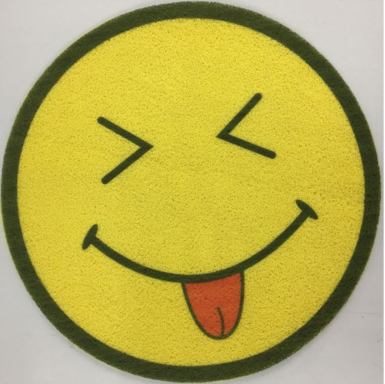 Thin round smiley face brushed printed floor mat, printed Indian mat, smiley face door mat, PVC floor mat, foot mat, silk ring mat, 58*58cm Item Picture