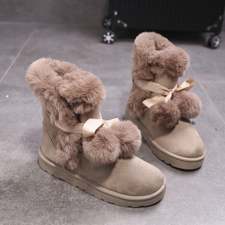 球球厚毛雪地靴