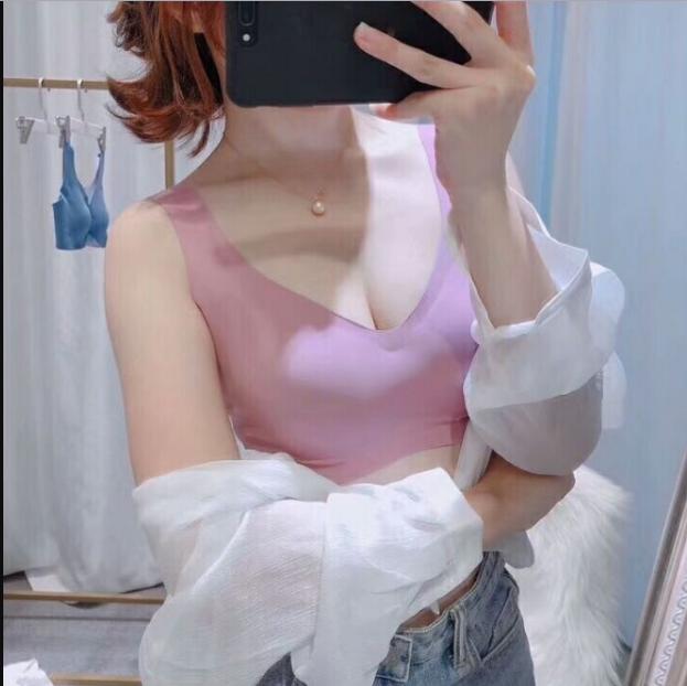 Black technology seamless underwear, two-color modal fabric, comfortable yoga bra, cotton V-neck, oxygen Specification image