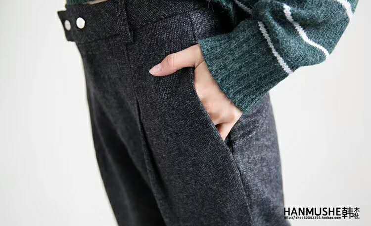 Tweed high-waisted and petite Harem pants for women, casual and loose nine-inch suit pants for women Specification image