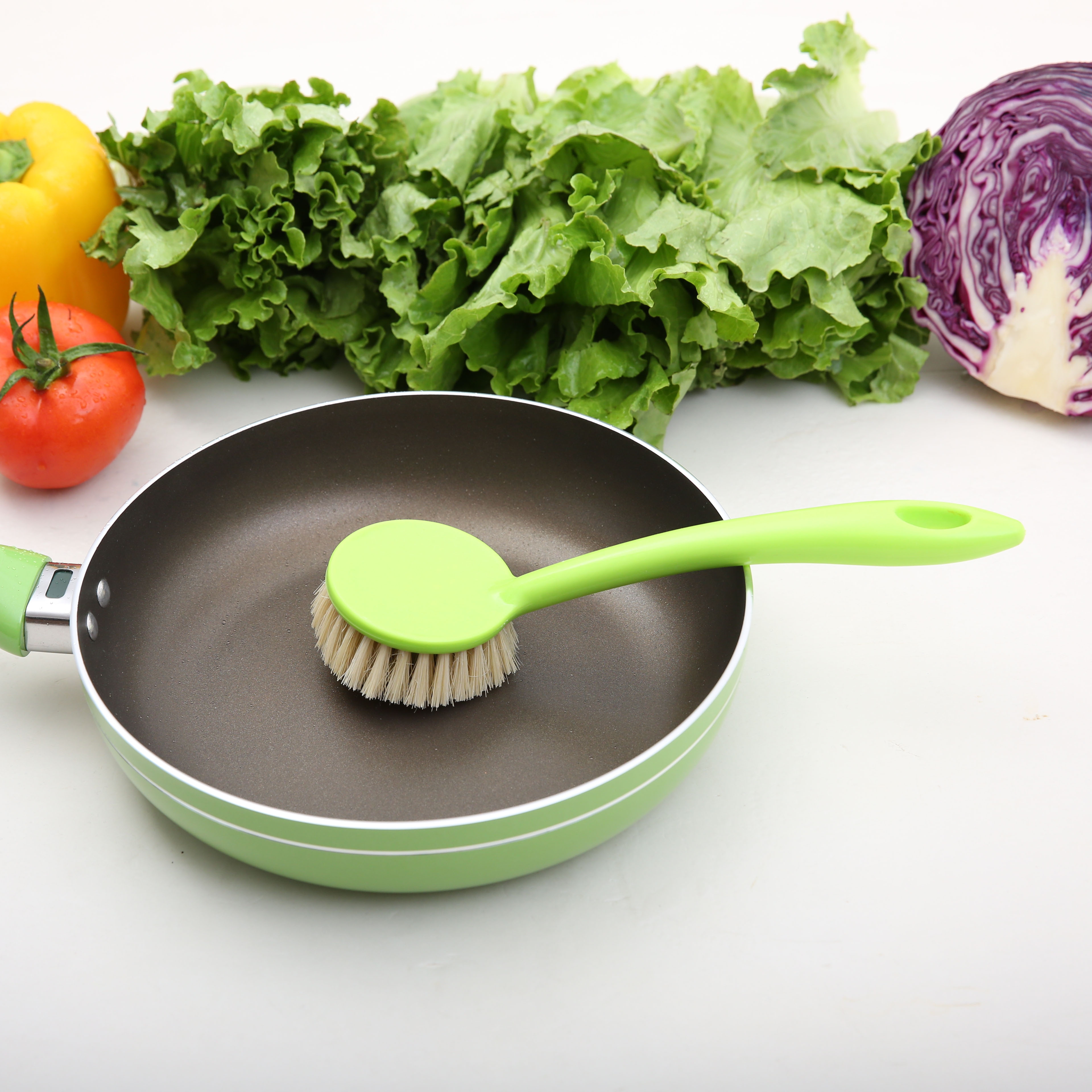 Wash pan brush coconut palm non-stick oil pan brush kitchen with brush cleaning brush long handle clean wash pan and bowl