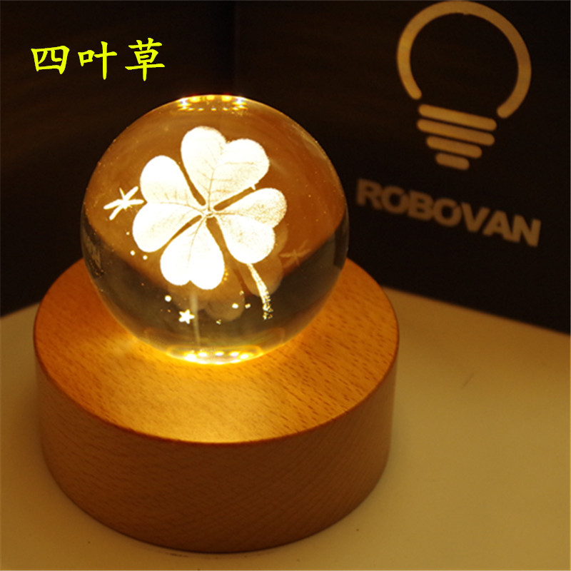 Creative Four-leaf 3D Moon Light Carousel Crystal Ball Nightlight
