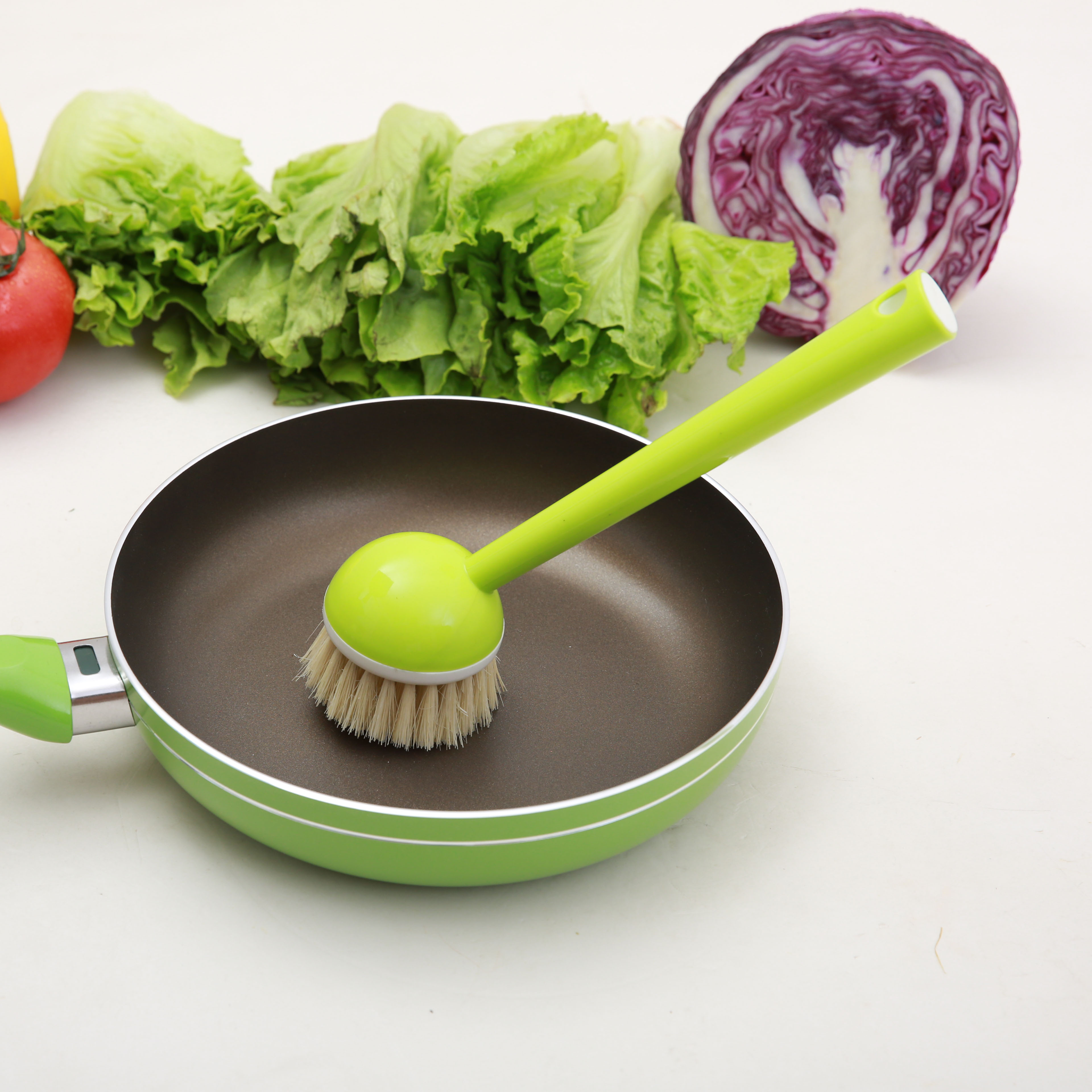Kitchen decontaminate coconut palm pan brush non-stick oil wash pan clean brush long handle wash bowl brush pan cleaner clean oil brush