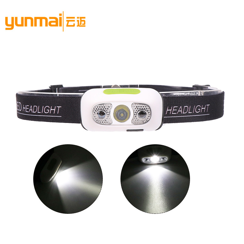 跨境新款 内置电池感应强光头灯 XPE LED户外照明 塑料轻便夜钓灯细节图