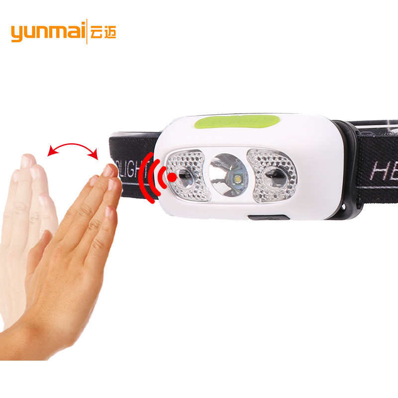 跨境新款 内置电池感应强光头灯 XPE LED户外照明 塑料轻便夜钓灯图