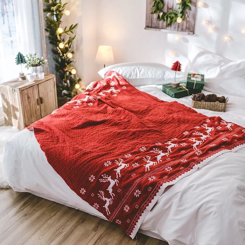 Christmas blanket gifts, new knitted blankets, Little Deer home casual quilts, photography props are exported to the United States Specification image