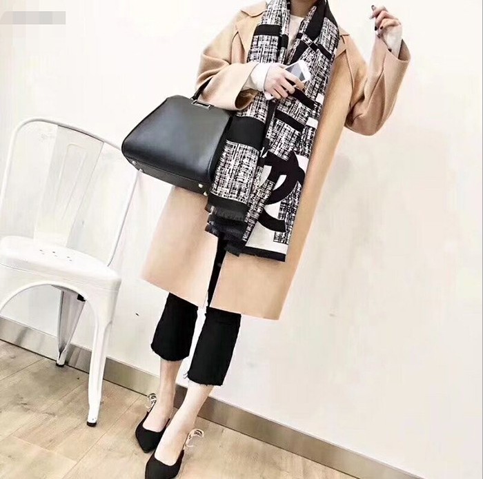 小香二维码围巾女羊绒披肩时尚同款围脖山茶花丝巾产品图