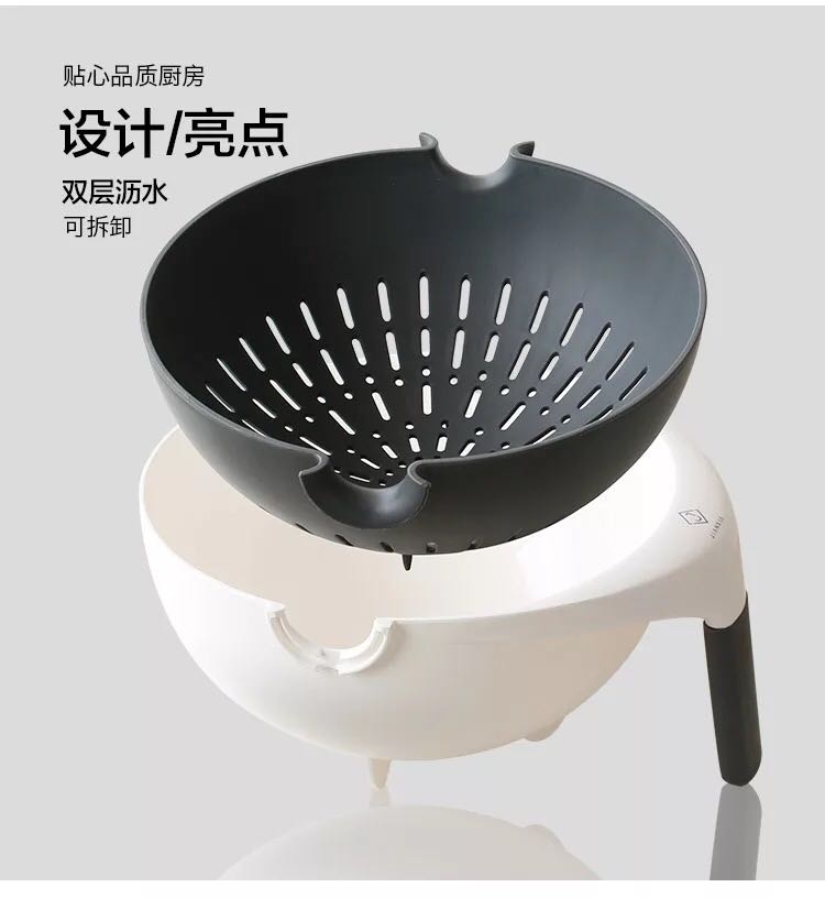 双层洗菜盆沥水篮洗菜篮子洗水果神器客厅创意厨房现代家用水果盘细节图