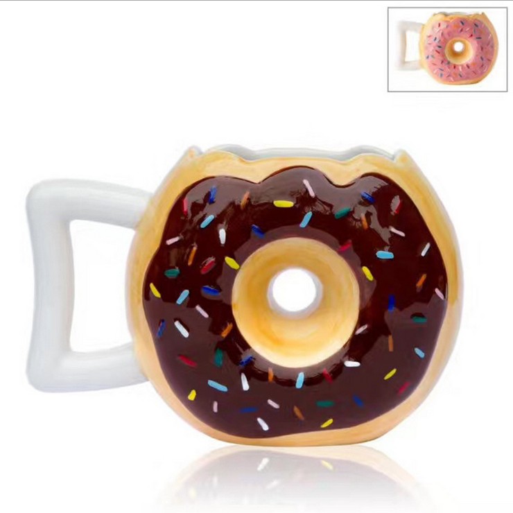 创意3D立体Donut Mug 甜甜圈面包杯 陶瓷咖啡杯马克杯可爱牛奶杯产品图
