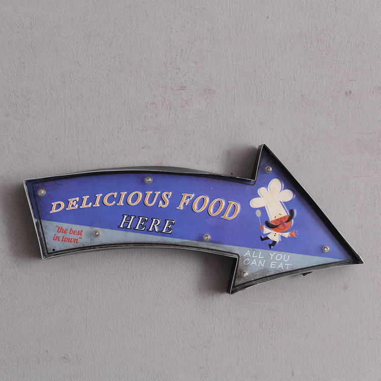Retro style wall decoration arrow signs LED lights bar cafe interior decorative lights