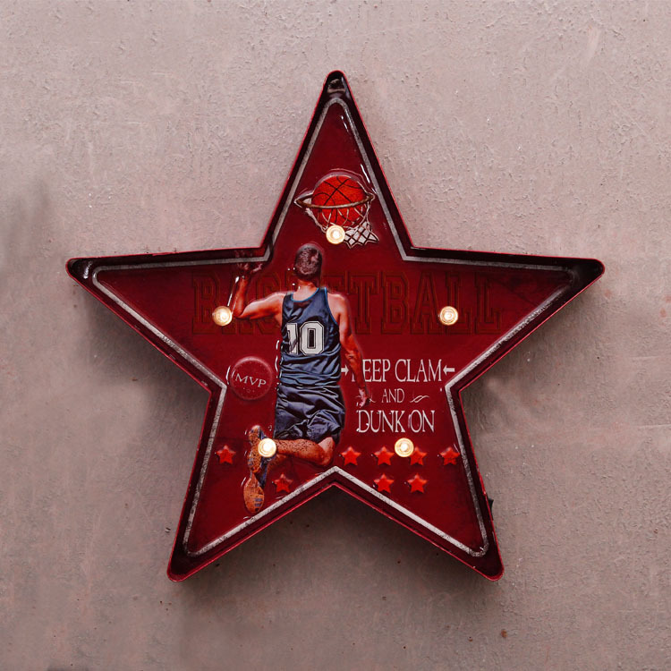 Five-pointed star LED light board, basketball wall decoration, luminous hanging decoration, personalized KTV decoration details Picture