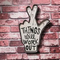 American retro iron wall decorative finger LED light signage home cafe bar shop