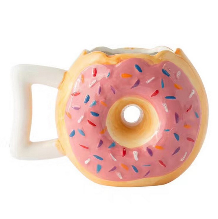 创意3D立体Donut Mug 甜甜圈面包杯 陶瓷咖啡杯马克杯可爱牛奶杯