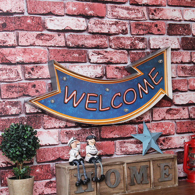 Retro style wall decoration with arrows LED light signs interior bar coffee shop decorations