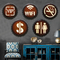 American retro wrought iron beer cover LED light indicator bar Internet cafe restaurant decoration hanging ornaments