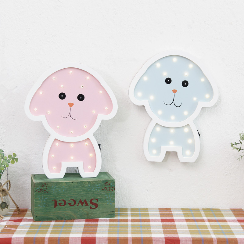 Instagram Nordic creative girl heart dog LED night light wooden desk lamp children room living room wall Application Scenario