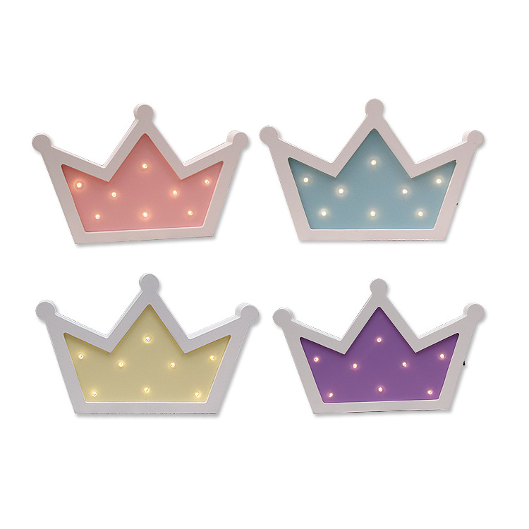 Instagram Nordic Girls heart Crown LED night light creative children room Princess lamp