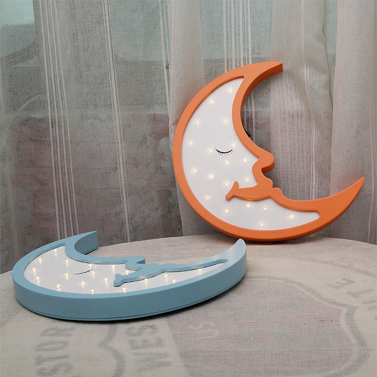 少女心月亮笑脸造型灯小夜灯星空儿童房床头浪漫壁挂