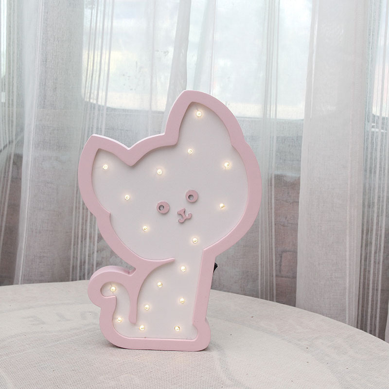 Nordic Ins cute fox led wooden night light plugged in bedroom bedside table lamp Specification drawing