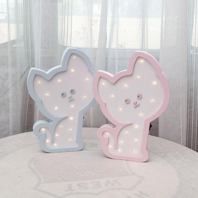 Nordic Ins cute fox led wooden night light plugged in bedroom bedside table lamp details Picture