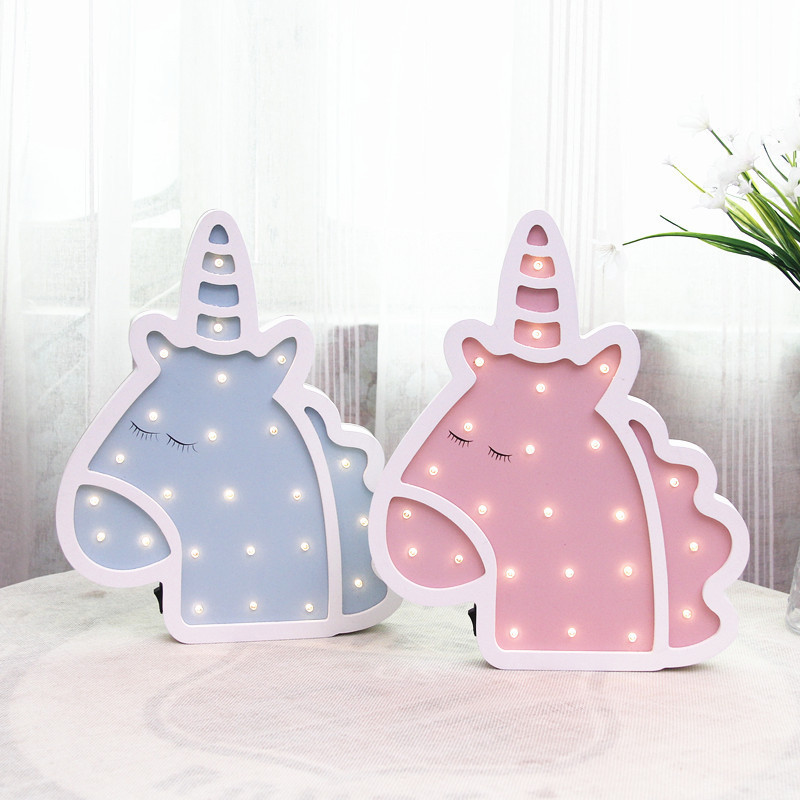 Ins Chic girl heart lamp bedroom decoration gift Unicorn night lamp