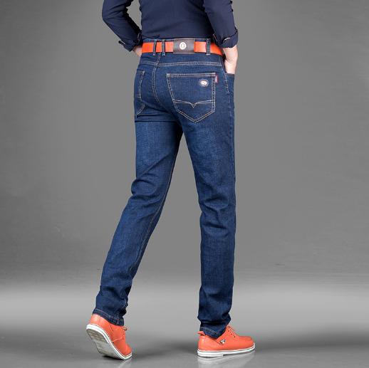 Bo Chunqiu thick material men's business jeans stretch straight leg jeans pants