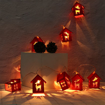 18 new Christmas log cabin lamp string luminous string light elk log cabin string light ornament