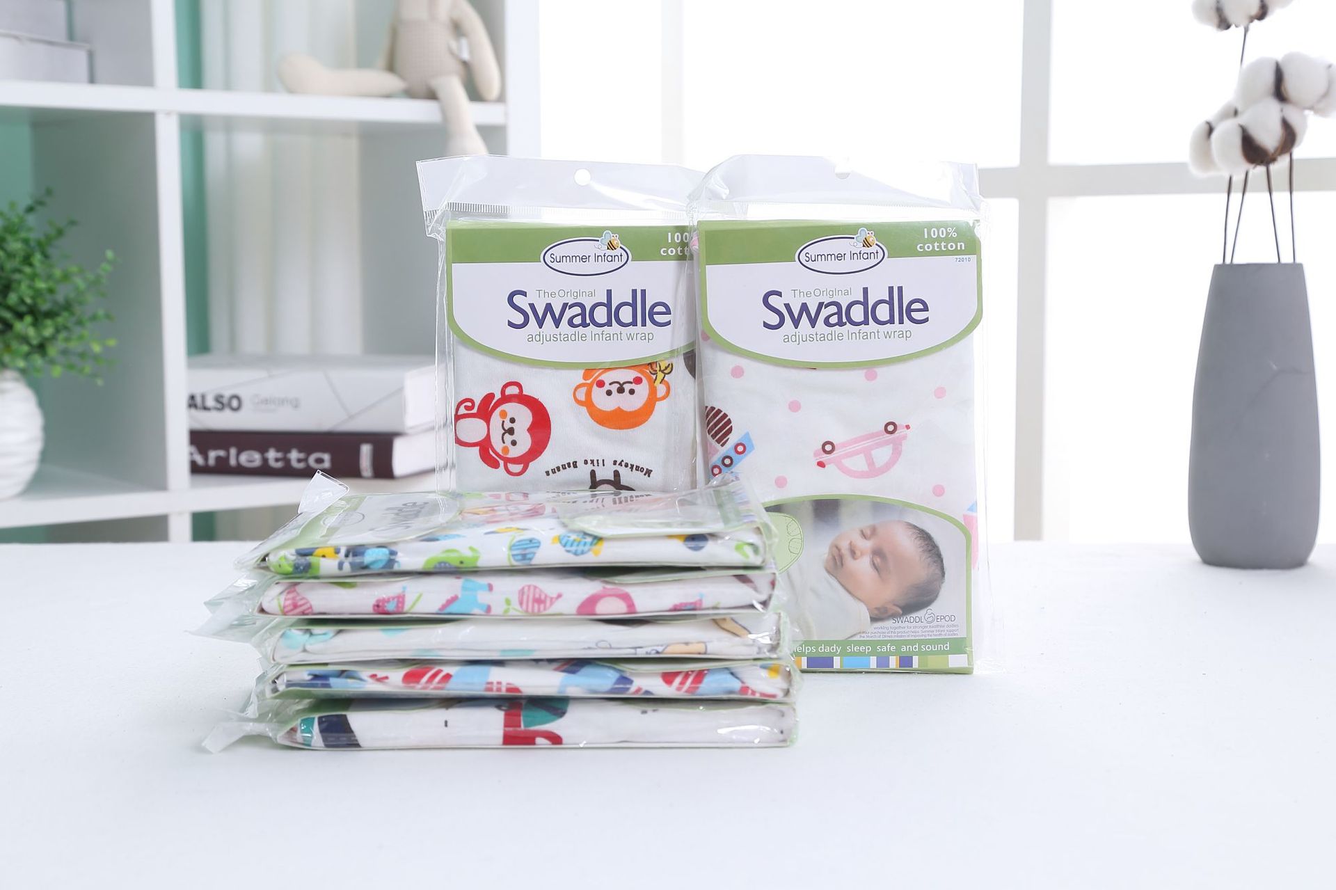 新款婴儿襁褓睡袋婴儿包巾包布 春夏全棉襁褓多款混批