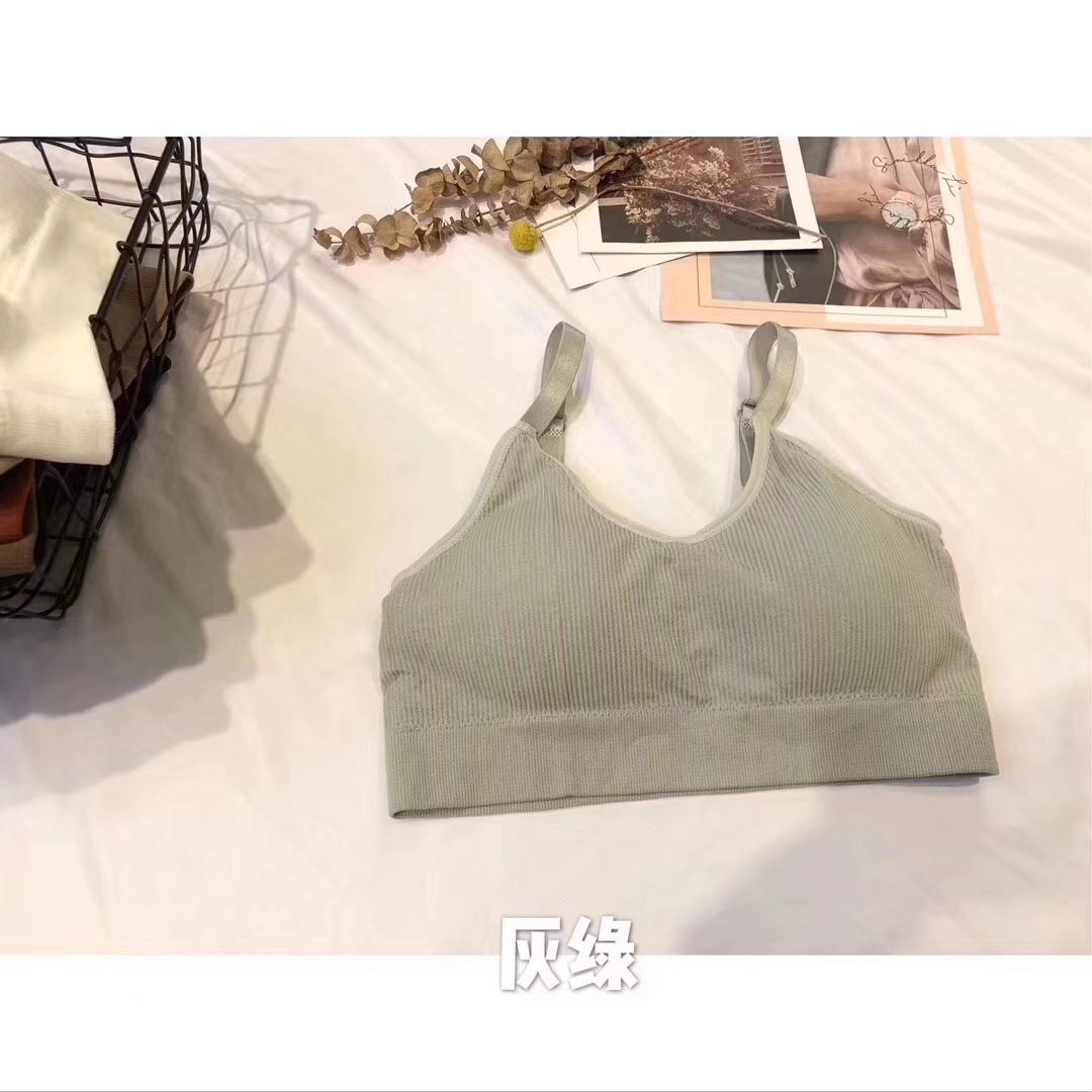 女无钢圈内衣秋冬背心式聚拢运动瑜伽纯棉透气文胸