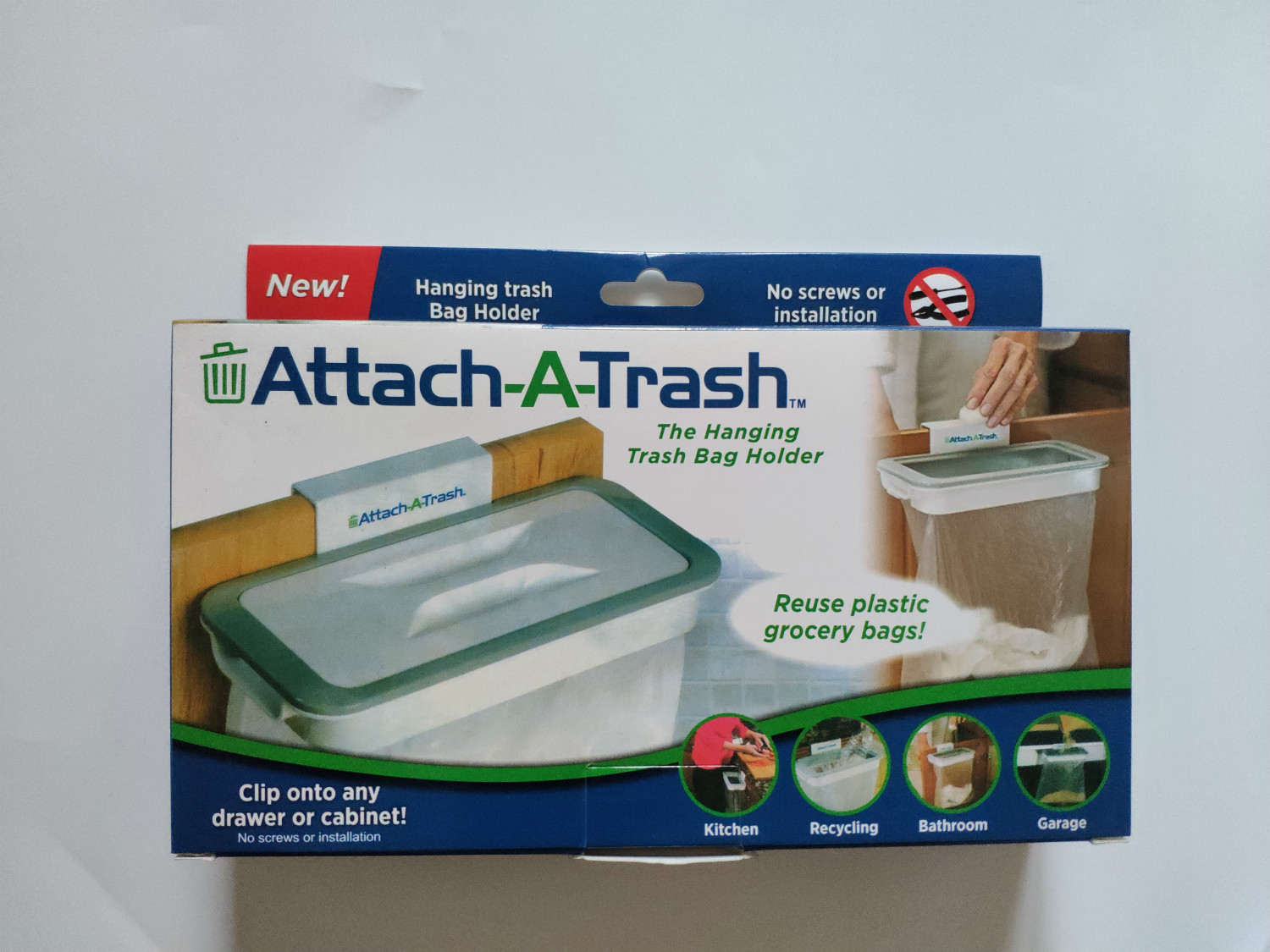 Attach- a-Trash kitchen Trash cabinet door hanging Trash hanger hook door Trash bag holder