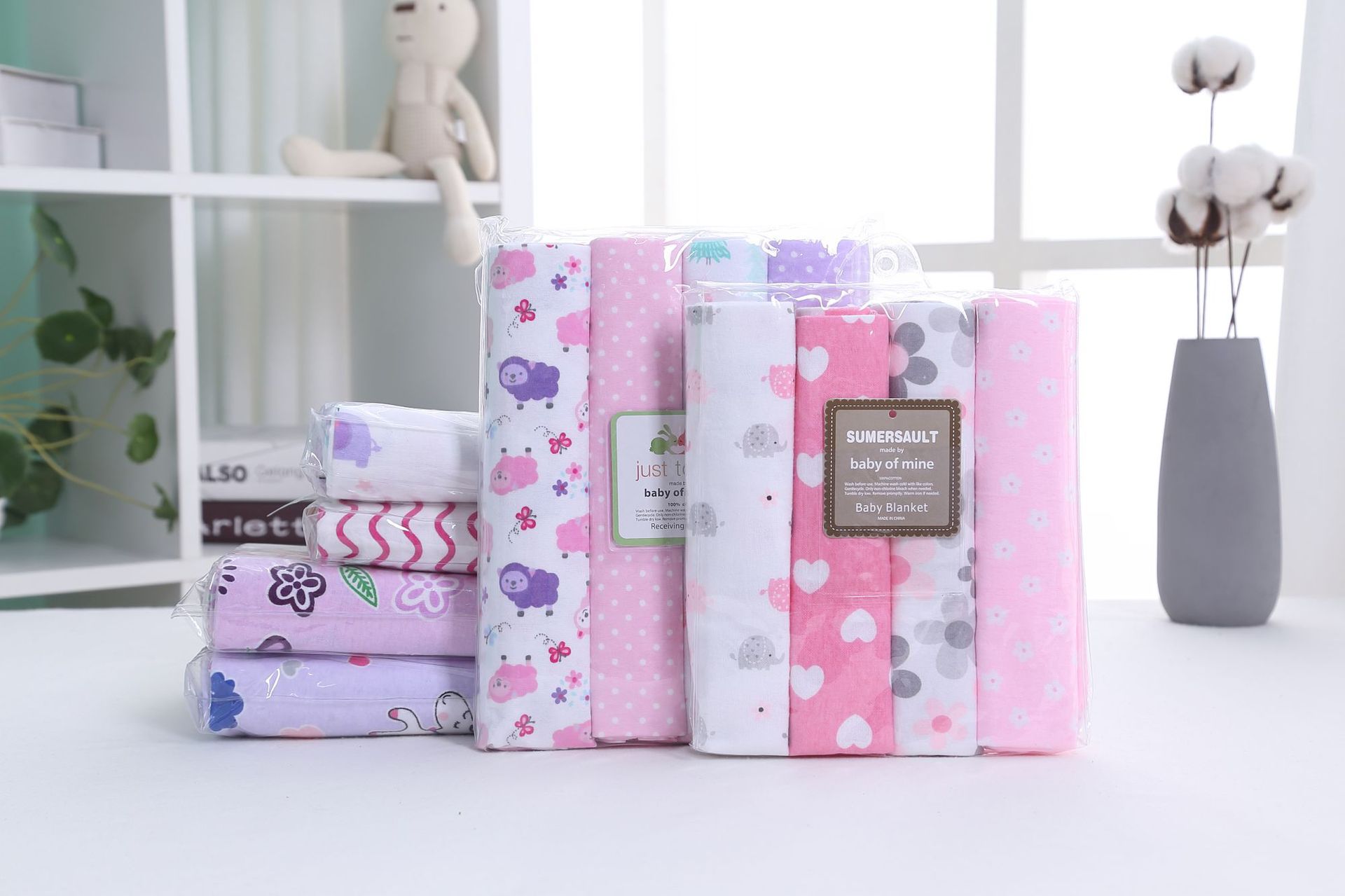 混批 新生儿包裹布/婴儿纯棉床单/宝宝包布/包单/76X76cm 4条装