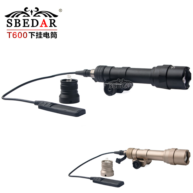LED tactical flashlight under outdoor scope
