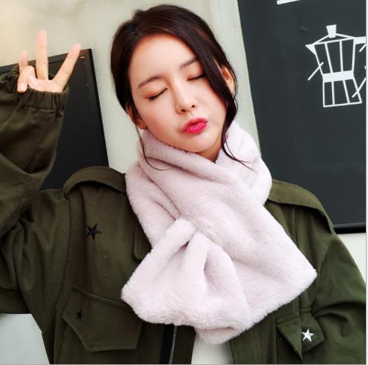 韩版冬季软绵绵加厚舒适保暖仿兔毛女士纯色围脖围巾