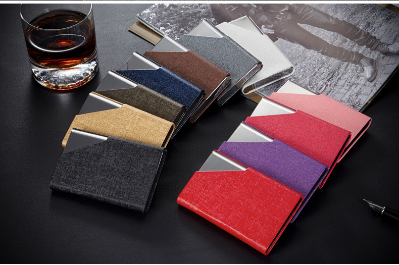 Wholesale stainless steel PU business card holders, metal business card cases, aluminum alloy creative business card holders, high-end gifts Specification image