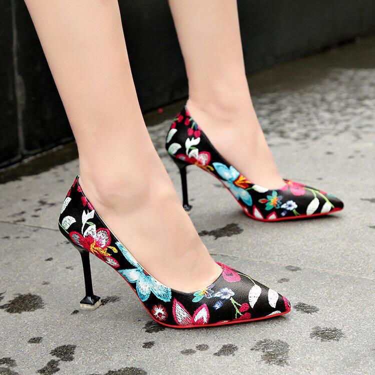 花色高跟鞋新款