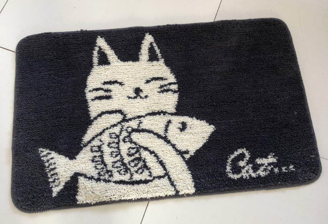 Flocking jacquard floor mat, indoor anti-slip floor mat, flocking foot mat, anti-slip floor mat, bedside mat and edge mat details Picture