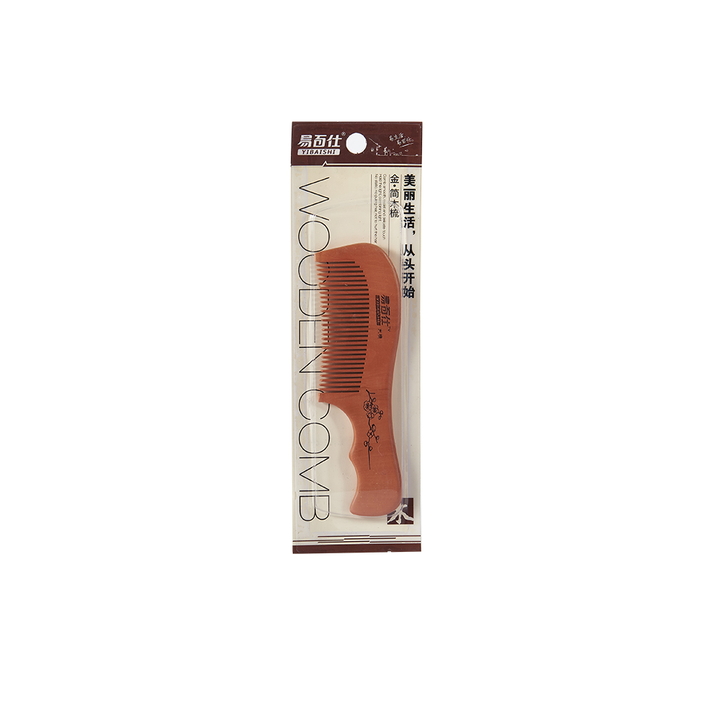 Natural fine peach wood comb round tooth smooth wood comb massage health care comb thumbnail