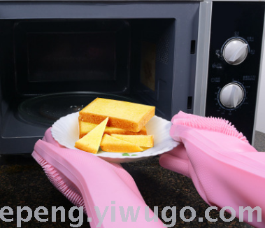 硅胶洗碗手套厨房多功能手套加厚防水家务手套产品图