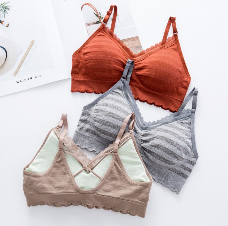 Sporty and casual chest wrap, detachable chest pad, no steel ring, seamless underwear, gathering, beautiful back, strappy vest details Picture