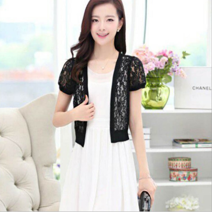 A small shawl short lace coat is a versatile short lace shawl cardigan with sun protection Specification image