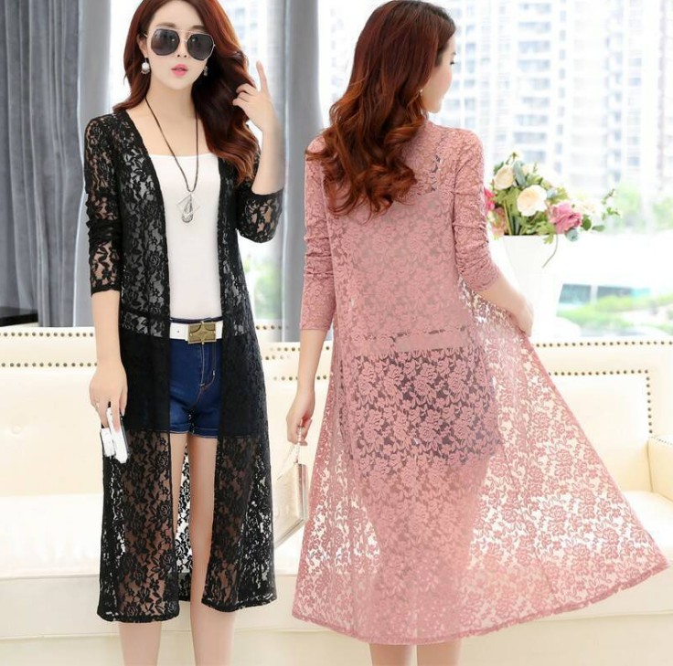 Lace sun-protective clothing for women, mid-length summer Korean-style shawl coat, thin cardigan paired with spring and autumn outerwear and beach wear Application Scenario