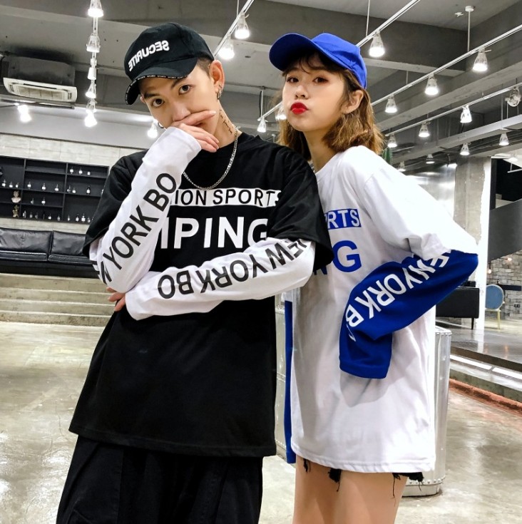 Two long-sleeved round-neck hoodies and jackets for the loose and casual vacation of Hong Kong-style couples are in vogue for student class uniforms Specification image