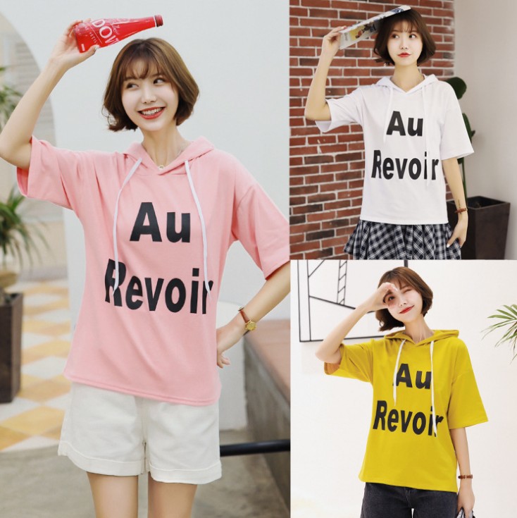 Summer women's bestseller short-sleeved T-shirt, pure cotton large-sized loose version, hooded letter printed half-sleeved shirt details Picture